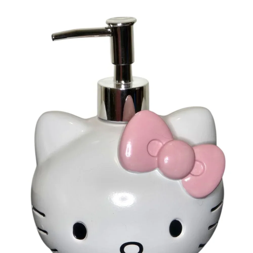 Hello Kitty Soap Dispenser Sanrio Ceramic Bathroom Pump Pink Bow Kawaii Decor
